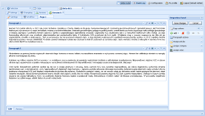 Screenshot of the Ciazowy.pl's CMS - list of the article's paragraphs
